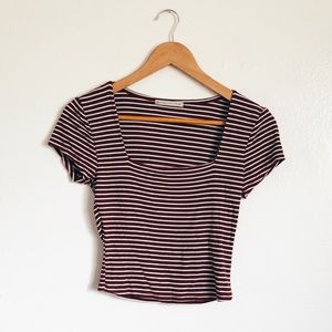 Striped Square Neck Crop Top
